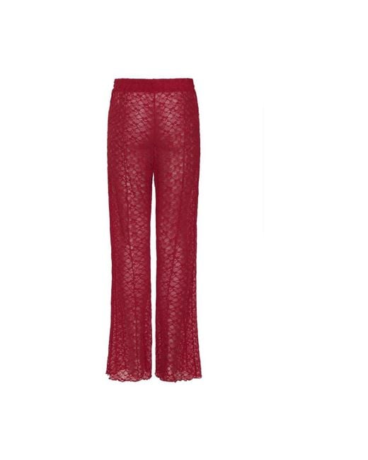 Ichi Red Wide Trousers