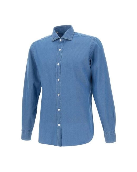 Barba Napoli Blue Denim Shirts for men