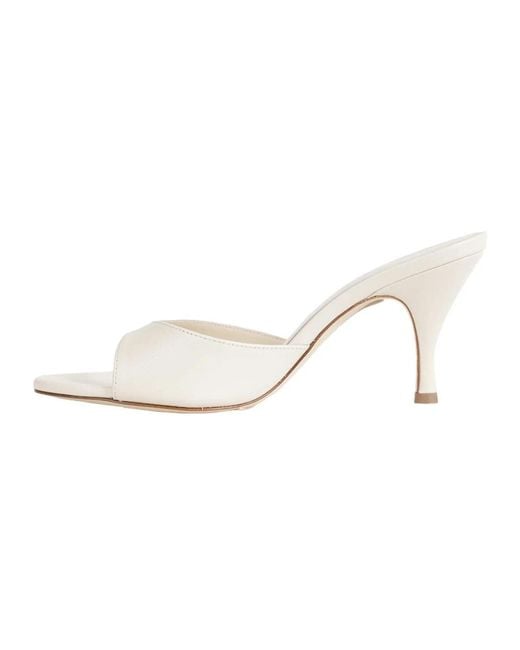 Aeyde White Heeled Mules