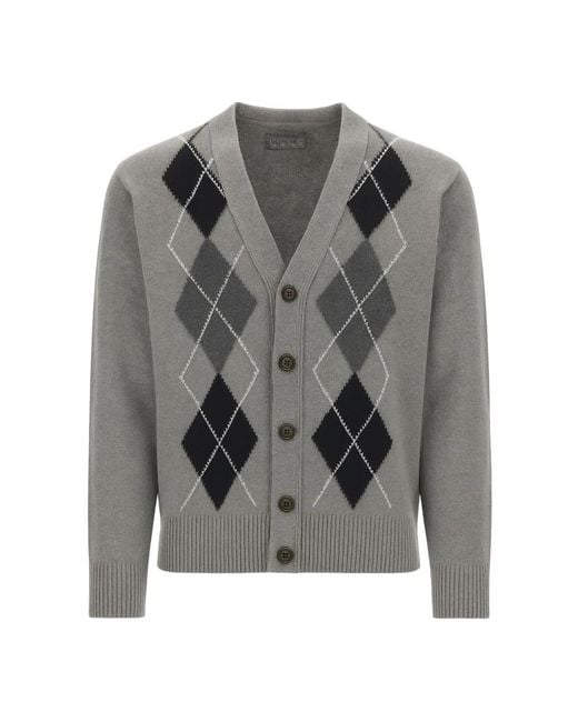 Paolo Pecora Argyle Cardigan in Gray für Herren
