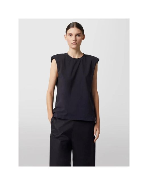 Alpha Studio Tops ,Zwart ,Mouwloze Ronde Hals Top in het Black