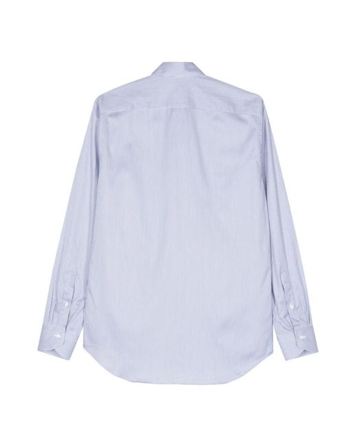 Canali Impeccabile baumwollgestreiftes hemd in Blue für Herren