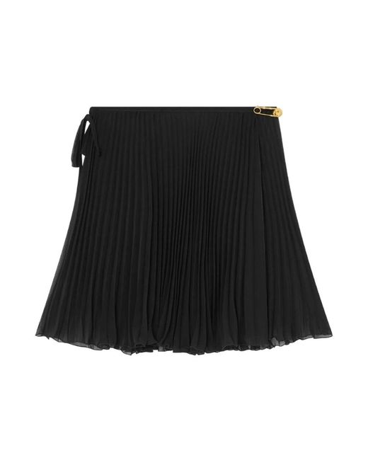 Versace Black Schwarzer Plissierter Minirock Transparenter Stoff