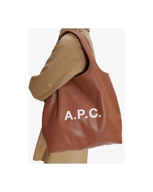 バッグ AP STUDIO CAPELOMINI TOTE BAG WITH POUCH A.P.C. Shopping Bags in Brown | Lyst