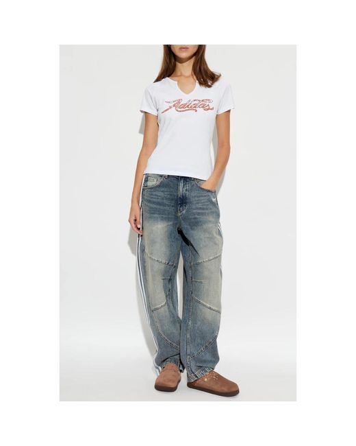 Adidas Originals Blue Denim Barrel Pants