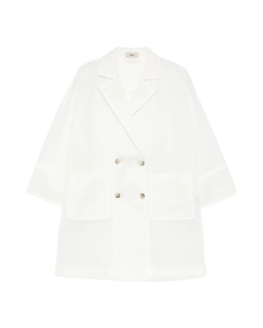 Herno Jassen ,Wit ,Polyester See-Through Mesh Jas in het White