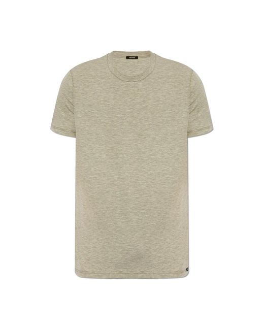 Tom Ford Tops ,Grijs ,Katoen T-Shirt Met Ronde Hals in het Gray voor heren