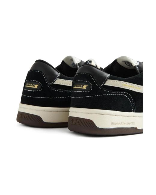 Stepney Workers Club Sportieve Leren Sneaker Met Cupsole Constructie in het Black voor heren