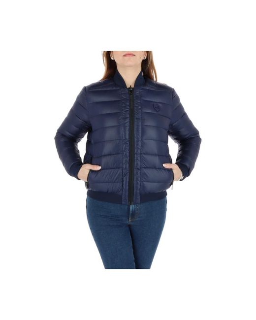 Love Moschino Printed Long Sleeve Zip-Up Jacket in het Blue