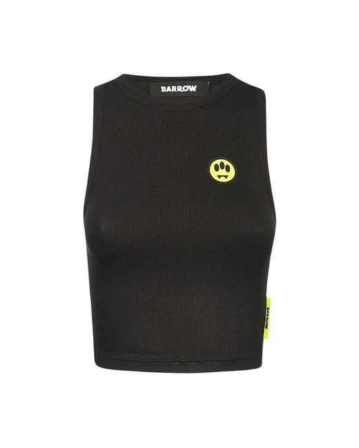 Barrow Geribbelde Viscose Top in het Black