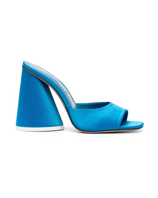 Mules de satén azul claro con tacón alto The Attico de color Blue