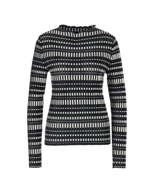 Marc Cain Black Gestreifter Strickpullover