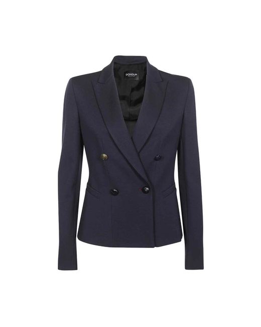 Dondup Jassen ,Blauw ,Double Breasted Blazer Met Voorzakken in het Blue