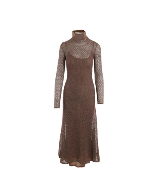 Tom Ford Brown Braun bronze gestricktes und lurex flare kleid