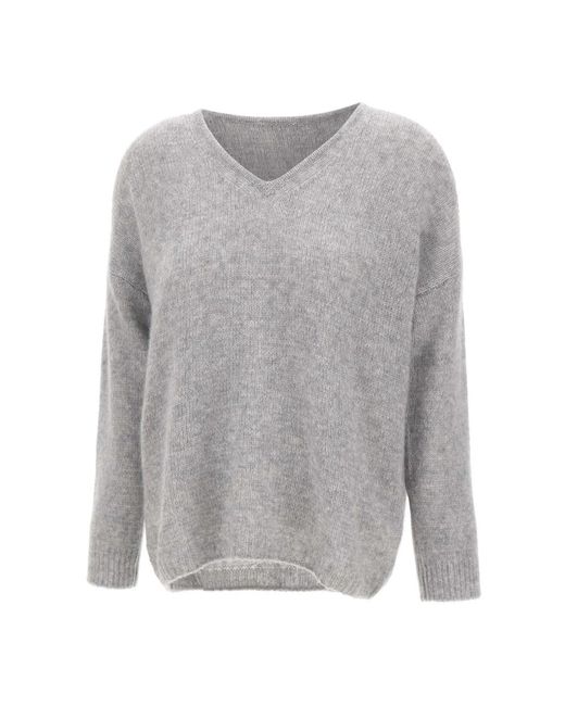 Hemisphere Gray Kaschmir seiden pullover grau v-ausschnitt