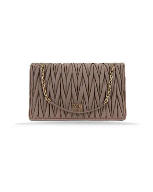 Miu Miu Brown Schultertasche Mit Magnetknopf Aus Leder