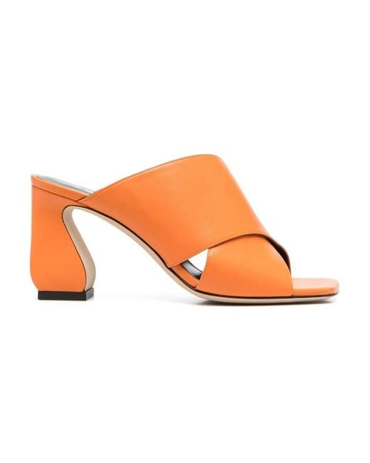 Sergio Rossi Orange Heeled Mules