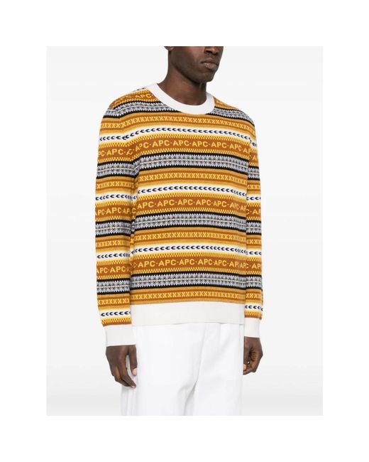 A.P.C. Bruine Malcom Pullover Trui in het Yellow voor heren