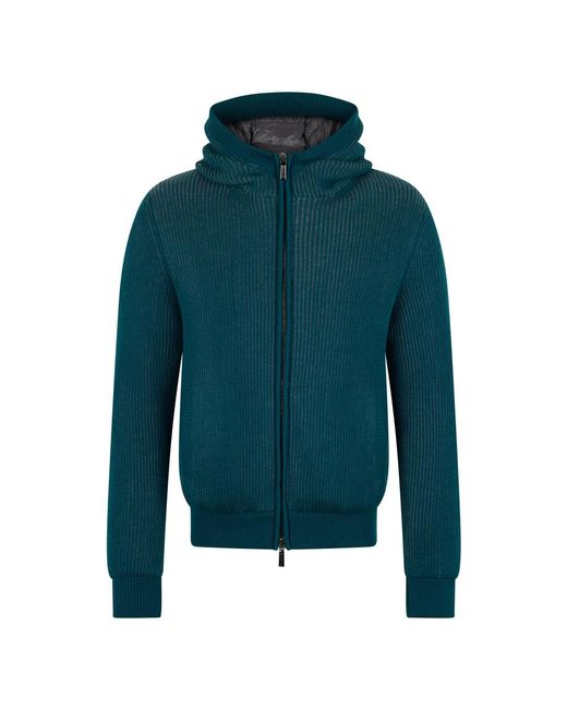 Moorer Hoodies & Sweatvesten ,Groen ,Leer Hooded Jacket in het Green voor heren