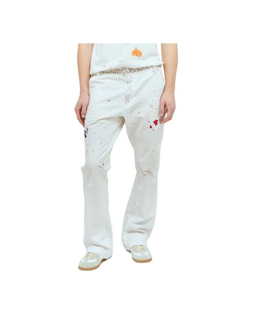 Carpenter flared jeans con spruzzi di vernice di GALLERY DEPT. in White da Uomo