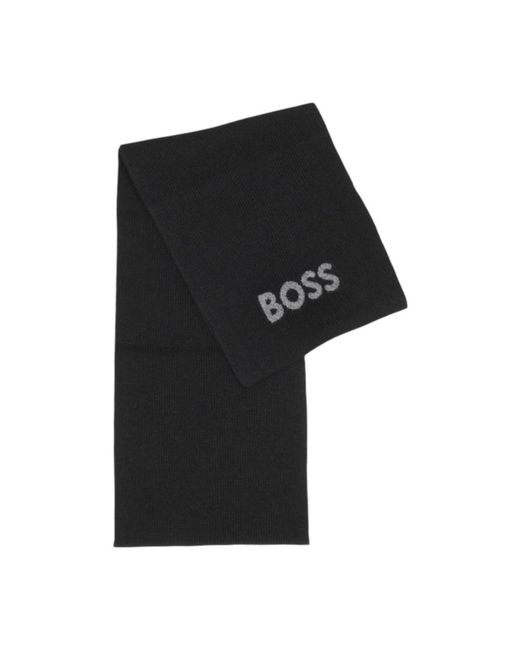 HUGO Black Winter Scarves for men