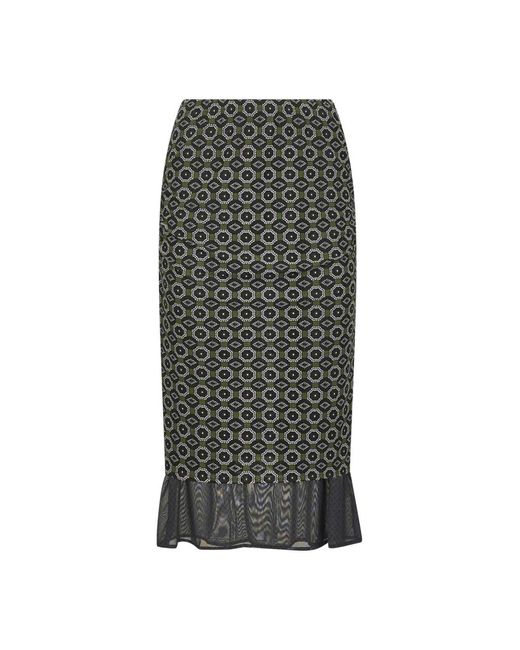 Dries Van Noten Groene Mesh Midi Rok in het Gray
