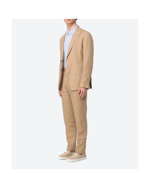 Manuel Ritz Leinenanzug Monopetto Klassisch Slim Fit in Natural für Herren