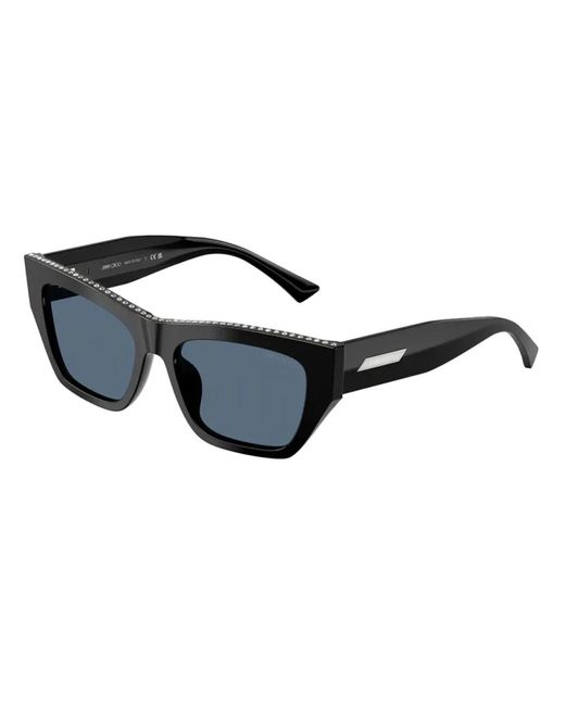 Jimmy Choo Zwarte Acetaat Zonnebril Met Blauwe Lenzen in het Black