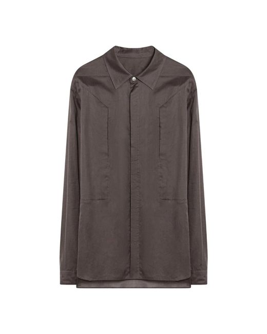 Rick Owens Brown Long-Sleeve Panelled Shirt for men
