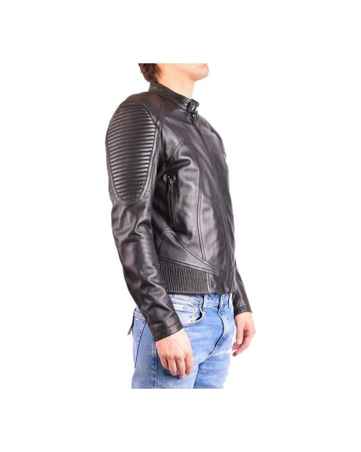 Les Hommes Black Leather Jackets for men