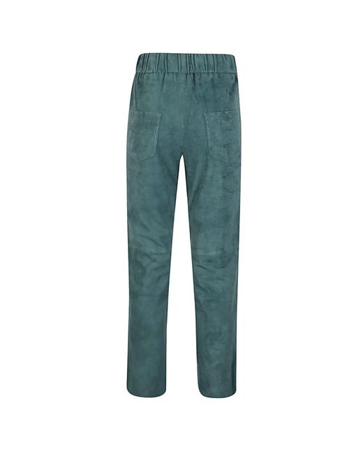 Via Masini 80 Green Straight Trousers