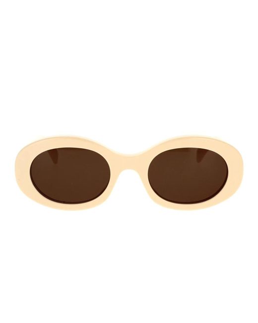 Gafas de sol ovaladas marfil lentes orgánicas marrones Céline de color Natural
