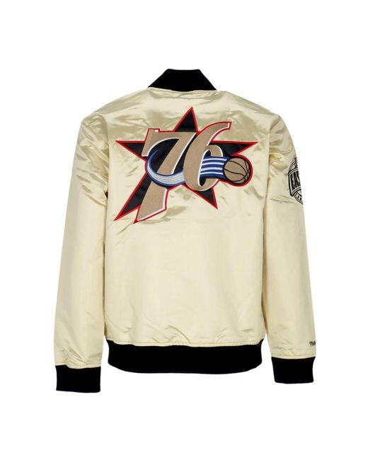 Mitchell & Ness Jassen ,Geel ,Satijn Nba Team Lichtgewicht Satijnen Bomberjack in het Natural voor heren
