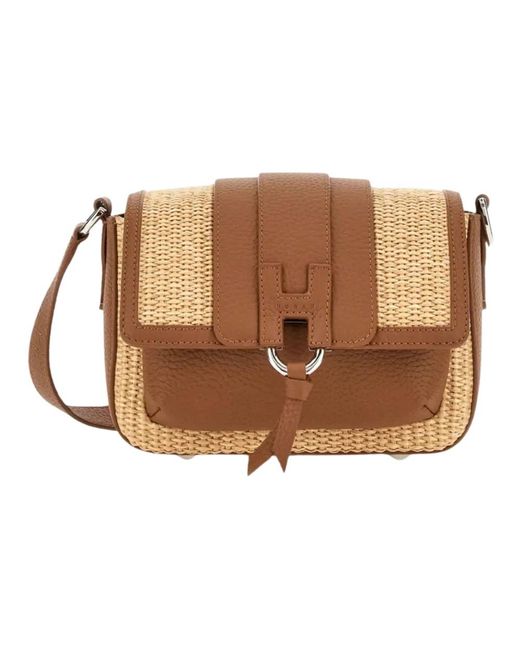 Hogan Brown Flap Bag Raffia
