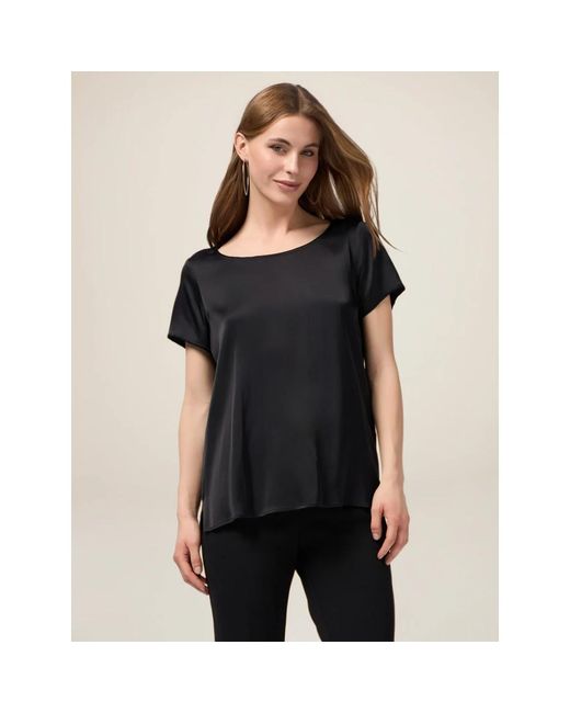 Oltre Tops ,Zwart ,Satijn Viscosemix Satijnen T-Shirt in het Black