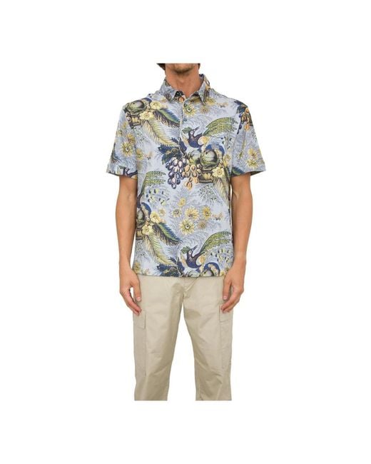 Etro Blue Short Sleeve Shirts for men