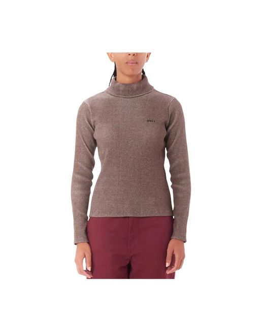 Obey Truien & Vesten ,Bruin ,Katoen Alias Turtleneck in het Red
