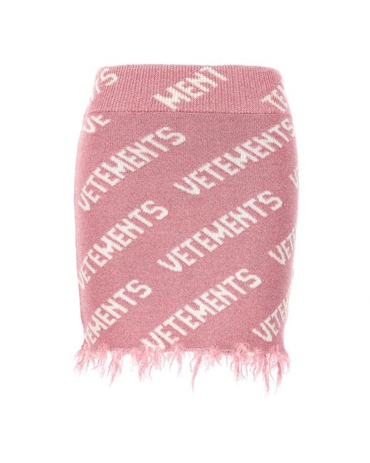 Vetements Iconic Lurex Monogram Rok in het Pink