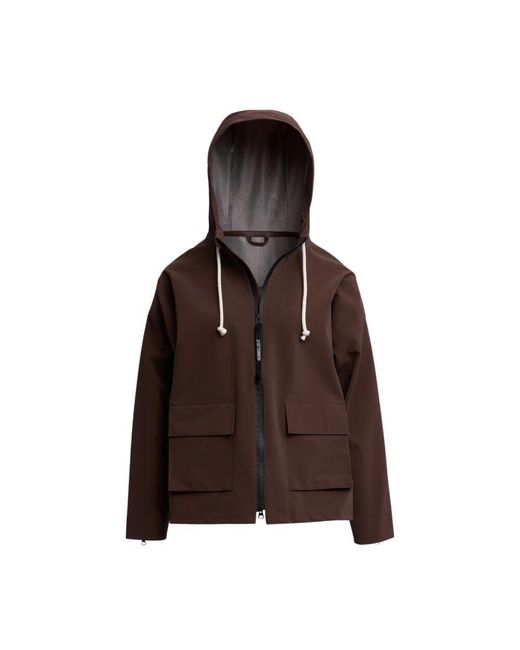 Stutterheim Brown Matte reißverschluss regenmantel