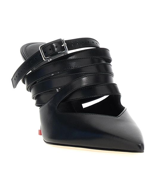 McQueen Black Heeled Mules