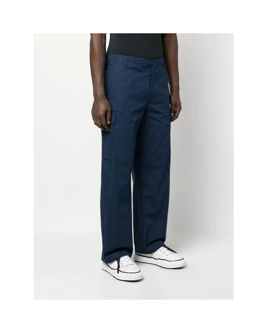 KENZO Blue Straight Trousers for men