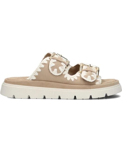 Maruti Schoenen ,Suède Suède Chunky Sole Slippers in het Metallic