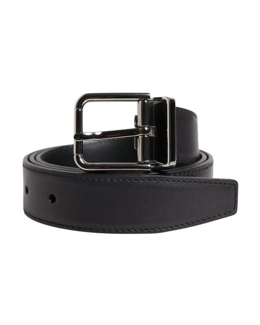 Dolce & Gabbana Zwarte Leren Riem Met Metalen Gesp in het Black voor heren