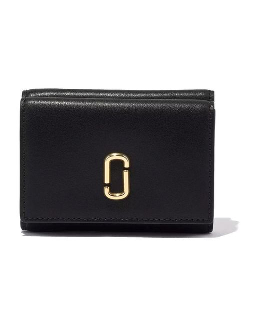 Marc Jacobs Black Schwarze lederbrieftasche mit druckknopfverschluss