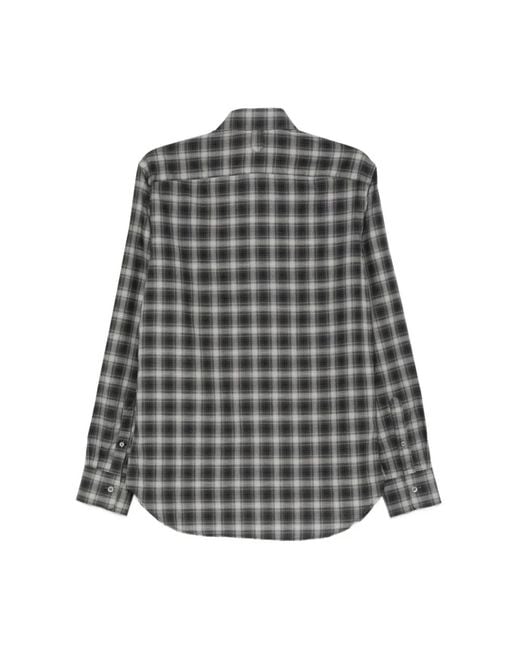 Canali Geruite Lange Mouw Knoopblouse in het Gray voor heren