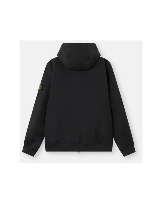 Stone Island Jassen ,Zwart ,Polyester Soft Shell Hooded Jacket in het Black voor heren