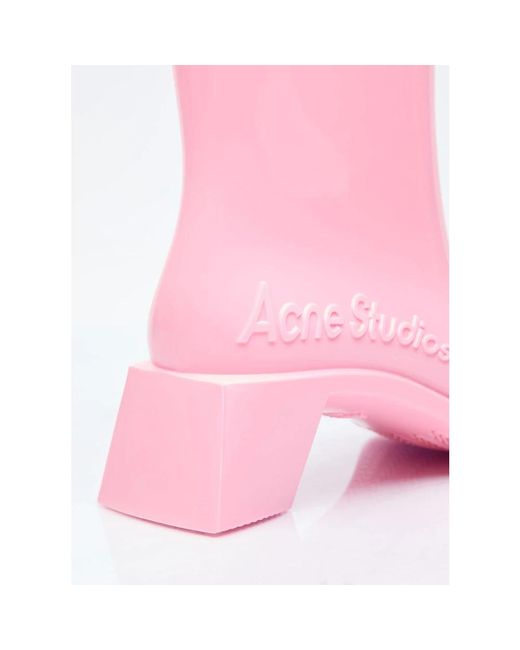 Acne Pink Geprägte Logo Gummistiefeletten