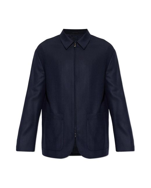 Giorgio Armani Jassen ,Blauw ,Wol Zipjack in het Blue voor heren