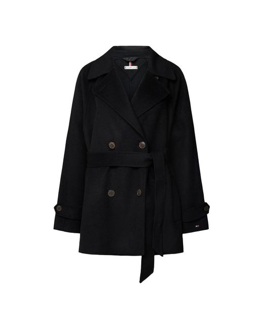 Tommy Hilfiger Black Double-Breasted Coats