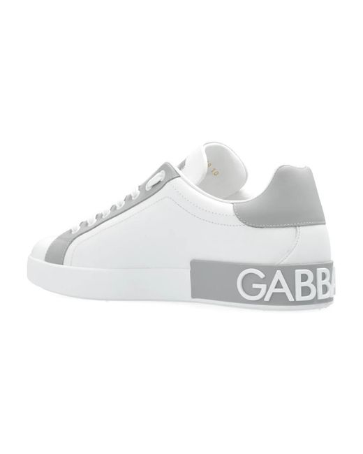 Dolce & Gabbana Graue ledersneakers in White für Herren